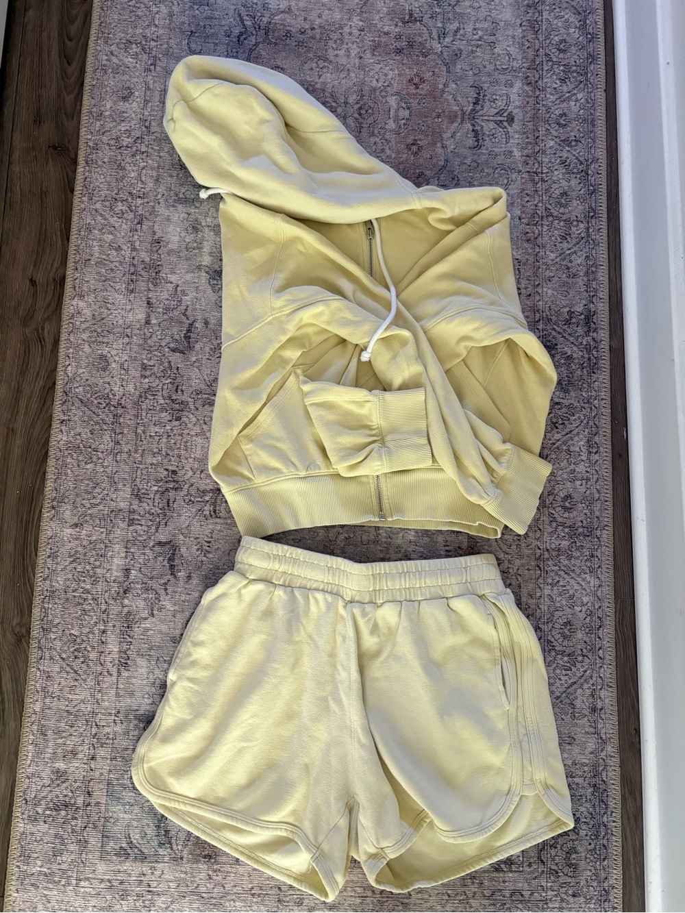 Madewell Daffodil Yellow Hoodie and Shorts Set